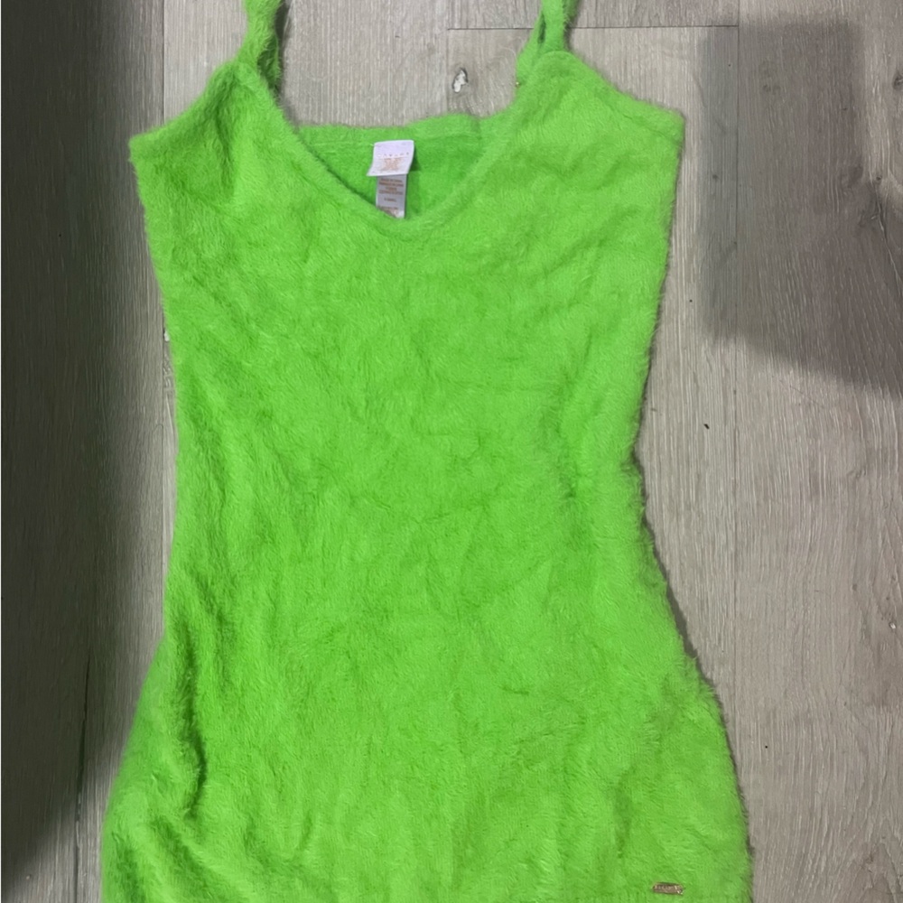 Vibrant Green Fuzzy Tank Top